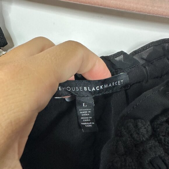 2/$30 White House Black Market Sheer Off-the-Shoulder Ruffle Blouse Large #A0406 - Picture 5 of 8